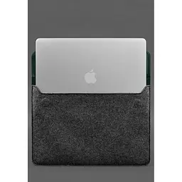 Чохол-конверт BlankNote Crazy Horse для MacBook 16 із клапаном шкіра+фетр Зелений - мініатюра 4