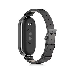 Шкіряний ремінець MiJobs для фітнес-браслета Xiaomi Mi Band 7 Type A чорний - мініатюра 2