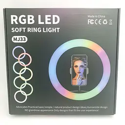 Кільцева LED лампа 33 см RGBW 8 кольорів зі штативом 210 см кільцеве світло підсвічування для фотографів блогерів тиктокерів візажистів - мініатюра 14