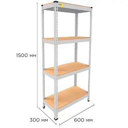 Металевий стелаж Emby Light Series (розмір 1500х600x450мм) 4 полиці ДСП до 100кг Білий - мініатюра 2