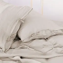 Комплект постільної білизни MirSon Natural Linen Jasmine льон полуторний бежево-сірий (2200008269036) - мініатюра 4