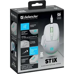 Комп'ютерна мишка Defender Stix GM-009 бездротова 7кн. 3200 dpi 500 мАh біла (52009)