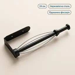 Тримач для паперових рушників з пружинною фіксацією рулону, нержавіюча сталь, чорний - мініатюра 2