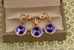 Набір Xuping Jewelry Романс із фіолетовими каменями золотистий