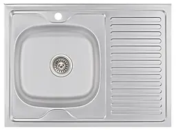 Кухонна мийка Brinex 6080-L 0.6 мм, накладна BRIN6080LSAT06