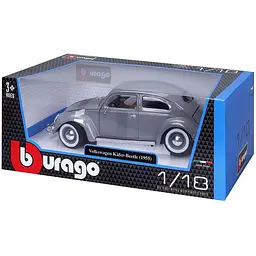 Автомодель Bburago Volkswagen Kafer Beetle 1955, 1:18 сіра (18-12029 GY) - мініатюра 10