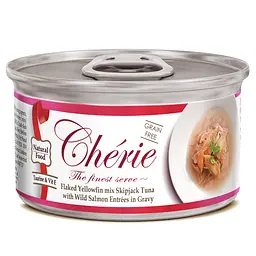 Уцінка. Вологий корм для котів Cherie Signature Gravy Mix Tuna&Wild Salmon, зі шматочками тунця та лосося у соусі, 80 г (CHS14302) - мініатюра 1