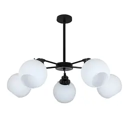 Люстра стельова Levistella 752F1609-5 BK+WH, E27, 5 плафонів, діаметр 700 мм, чорний+білий, сучасний стиль