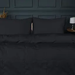 Літній постільний комплект MirSon Line Satin Light Pro Black Вовна Полуторний (2200010980646) - мініатюра 3