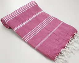 Рушник пештемаль Turkey Towel 100х180 см легкий великий для пляжу басейну бані сауни підстилка на дачу пікнік природу відпустку море полоса темно-рожевий - мініатюра 2