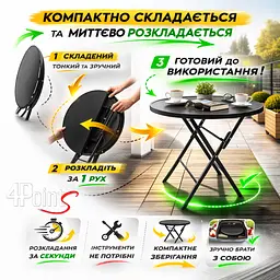 Комплект садових меблів 4Points Lario-2 розкладний круглий стіл ⌀60см та два розкладні стільці - мініатюра 5