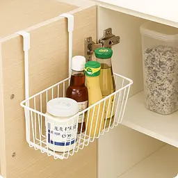 Стильна підвісна металева настінна полиця кошика тримач-органайзер, Kitchen Master Білий 87099 - мініатюра 5