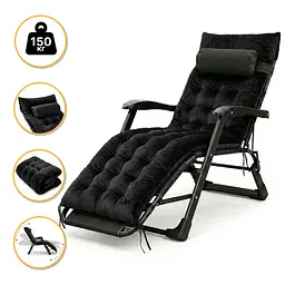 Розкладне крісло ліжко з оксамитовим матрацом LEOBRO Black (LB-FCB-G4-BLK)
