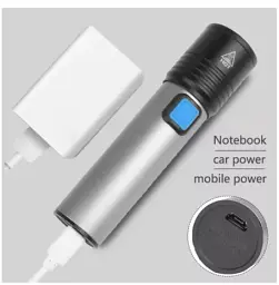 Акумуляторний LED ліхтарик Bailong BL-K31-T6 4 режими, зум, зарядка microUSB, металевий корпус - мініатюра 3