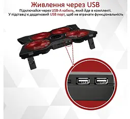 Охолоджувальна підставка для ноутбука Promate AirBase3 4xFan LED 17.3 дюймів - мініатюра 4