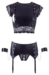 Комплект Cottelli Collection Bondage Top and Suspender Briefs XL чорний - мініатюра 7