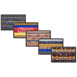 Килимок придверний гумовий прямокутний з написом Welcome та тисненням різнокольоровий 400х600мм