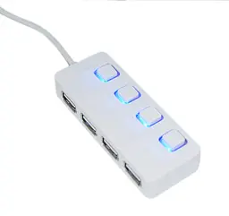 Хаб USB Lapara 4 порти USB 2.0 з 4-ма вимикачами ON/OFF для кожного порту, білий