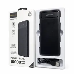 Зовнішній акумулятор PowerBank 10000 мА·год Lenyes PX162 компактний універсальний на 2 входи Чорний - мініатюра 4