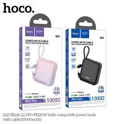 Портативна батарея Power Bank Hoco Q23 Blade 22.5W+PD20W with cable 10000mAh Purple - мініатюра 3