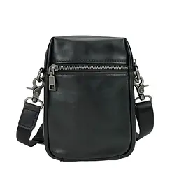 Чоловіча маленька шкіряна сумочка TIDING BAG 1633A чорна - мініатюра 4