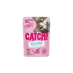 Вологий корм Catch! для дороcлих котів з білою рибою та овочами в соусі 85г*24шт 