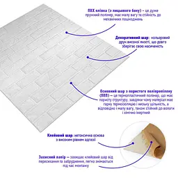 Самоклеюча 3D панель Sticker Wall культурний камінь білий 700х800х8мм 196 SW-00000485 - мініатюра 2