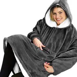Толстовка двостороння халат з капюшоном і рукавами унісекс Huggle Hoodie сірий - мініатюра 5
