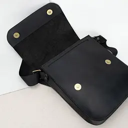 Сумка чоловіча шкіряна Handycover S416 чорна матова з клапаном - мініатюра 3