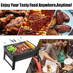 Портативний гриль Складаний барбекю грати 35 x 27 x 20 см BBQ Grill Portable чорний - мініатюра 5