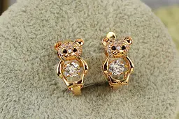 Сережки дитячі Xuping Jewelry ведмедики із танцюючим фіанітом 1,3 см золотисті - мініатюра 2