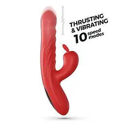 Вібратор-кролик Crushious Lapin Thrusting 21.5 см (червоний) - мініатюра 12