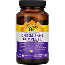 Жирні кислоти Country Life Omega 3-6-9 Complete 90 капсул - мініатюра 3
