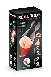 Преміум-вібромастурбатор Real Body - Real Sucking Pussy 2, всмоктування, звук, стимуляція промежини - мініатюра 6