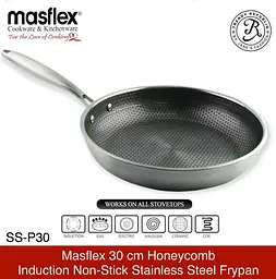 Індукційна сковорода з нержавіючої сталі Masflex Honeycomb SS-P30 28 см антипригарне покриття у вигляді сот - мініатюра 4