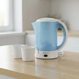 Електрочайник дорожній компактний мережевий з 2 чашками в комплек Maestro MR-010 об'єм 0.6 л електричний чайник для дому і з шкалою рівня води 600 Вт Блакитний з білим - мініатюра 2