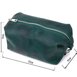 Шкіряна матова косметичка Shvigel 16399 зелена - мініатюра 3