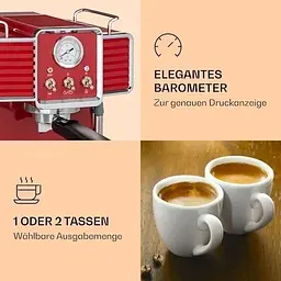 Кавоварка Klarstein Gusto Classico 20 бар 1,5 л 1350 Вт (10035565) - мініатюра 4