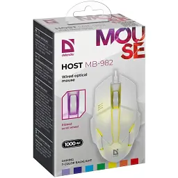 Комп'ютерна мишка Defender Host MB-982 3 кн.,1000 dpi 7 кольорів біла (52983)