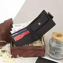 Подарунковий набір чоловічий Handycover №47 (коричневий) гаманець і обкладинка на паспорт) в коробці - мініатюра 2