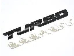 Емблема напис TURBO 97х11 мм Чорна метал на скотчі (Завод) - мініатюра 4