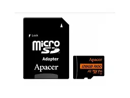 Карта памяти Apacer microSDXC UHS-I U3 V30 A2 + SD-adapter 128 GB (AP128GMCSX10U8-R)