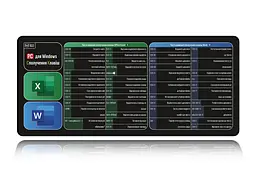 Великий килимок для мишки WorkPlaceShop Поєднання клавіш для Word та Excel 900 x 400 мм