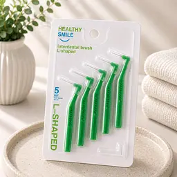 Міжзубні йоржики Healthy Smile ISO 2, PHD 0.8 мм, кутові, зелені, 5 шт, для щоденного використання та брекетів