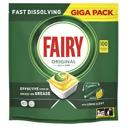 Капсули для посудомийних машин Fairy Original Все-в-1 Лимон 200 шт. (2 уп. x 100 шт.) - мініатюра 3