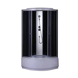 Душовий бокс без гідромасажу Mixxus Strong SB01-90x90x215-GR Satin з високим піддоном MI6885, Хром матовый, тонований, хром матовий