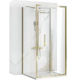 Душова кабіна Rea Rapid Fold 90x80 gold пристінна REA-KPL-09403, Золотий, Універсальна, прозорий, золотий