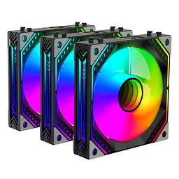 2E Gaming Корпусний вентилятор 2E GAMING Air Cool ACF120MB-ARGB, 3x120мм, 2000rpm, 4pin PWM +5VARGB, 20.5dBa, чорний