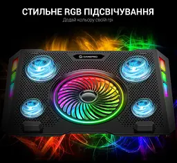 Охолоджувальна підставка для ноутбука до 18 дюймів GamePro GPCP-740 2xUSB 5xfans - мініатюра 6