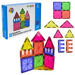 Магнітний конструктор із прозорих геометричних блоків Magnetic tiles (S-1001)
